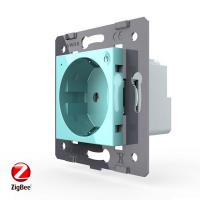 Розетка электрическая ZigBee (Wi-Fi) с заземлением защитными шторками 16A Livolo, цвет зеленый (механизм)