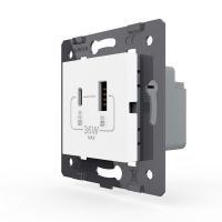 Розетка USB type C+A с блоком питания 36W Livolo, цвет белый (механизм) VL-FCUA18W.UC18W-2WP