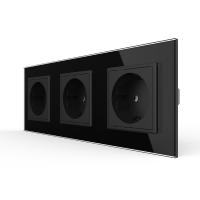 Розетка электрическая тройная 220В LIVOLO черная VL-C7C3EU-12