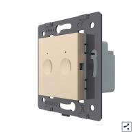 Двухклавишный проходной сенсорный выключатель Livolo Module, цвет золотой (механизм)