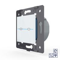 Двухклавишная сенсорная кнопка Livolo Quadro 12/24В с функцией радиоуправления, цвет белый (механизм)