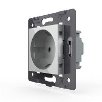 Розетка с заземлением защитными шторками LIVOLO серая VL-C7-C1EU-15 (механизм)
