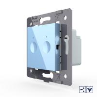 Двухклавишный проходной сенсорный выключатель Livolo Module с функцией радиоуправления, цвет синий (механизм)