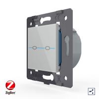 Двухклавишный проходной сенсорный выключатель Livolo ZigBee Quadro, цвет серый (механизм)