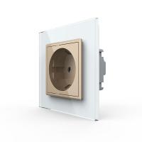 Розетка Livolo 1 пост Золотая с белой рамкой VL-C7C1EU-13/11