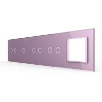 Панель для 4-х сенсорных выключателей и розетки Livolo, 7 клавиш (2+1+2+2), цвет розовый, стекло