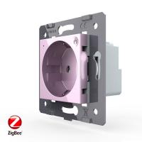 Розетка электрическая ZigBee (Wi-Fi) с заземлением защитными шторками 16A Livolo, цвет розовый (механизм)