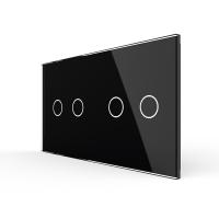 Панель для двух двухклавишных выключателей LIVOLO черная BB-C7-C2/С2-12
