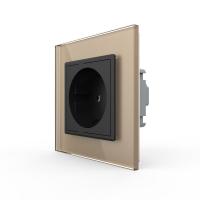 Розетка Livolo 1 пост Черная с золотой рамкой VL-C7C1EU-12/13
