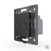 Двухклавишный проходной сенсорный выключатель Livolo Module, цвет черный (механизм)