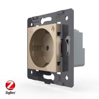Розетка электрическая ZigBee (Wi-Fi) с заземлением защитными шторками 16A Livolo, цвет золотой (механизм)