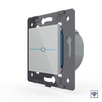 Одноклавишный сенсорный выключатель Livolo Quadro с функцией радиоуправления, цвет серый (механизм)