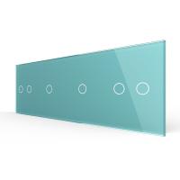 Панель для четырех сенсорных выключателей Livolo, 6 клавиш (2+1+1+2), цвет зеленый, стекло