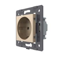 Розетка с заземлением защитными шторками LIVOLO золотая VL-C7-C1EU-13 (механизм)