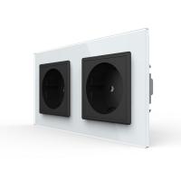 Розетка Livolo 2 поста Черная с белой рамкой VL-C7C2EU-12/11