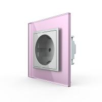 Розетка Livolo 1 пост Серая с розовой рамкой VL-C7C1EU-15/17