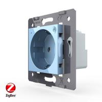 Розетка электрическая ZigBee (Wi-Fi) с заземлением защитными шторками 16A Livolo, цвет синий (механизм)