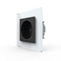 Розетка Livolo 1 пост Черная с белой рамкой VL-C7C1EU-12/11