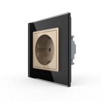 Розетка Livolo 1 пост Золотая с черной рамкой VL-C7C1EU-13/12