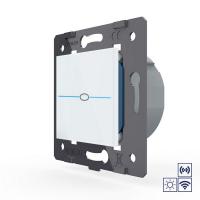 Одноклавишная импульсная сенсорная кнопка Livolo Quadro сухой контакт с функцией радиоуправления, цвет белый (механизм)