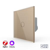 Одноклавишный проходной умный сенсорный Адаптивный диммер Livolo ZigBee, 1 пост, Золотой VL-C701SD1Z-2AG