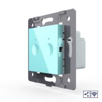 Двухклавишный проходной сенсорный выключатель Livolo Module с функцией радиоуправления, цвет зеленый (механизм)