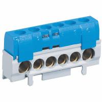 Клеммная колодка IP 2X нейтраль, синяя 1 x 6-25 мм² - 5 x 1,5-16 мм² длина 62мм. Legrand