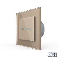 Сенсорный радиоуправляемый выключатель для жалюзи Livolo Quadro 2 клавиши 1 модуль Золотой VL-Q702WR-13