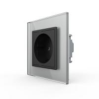 Розетка Livolo 1 пост Черная с серой рамкой VL-C7C1EU-12/15