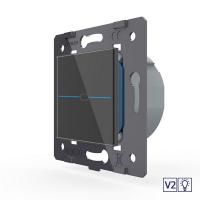 Одноклавишный сенсорный диммер Livolo Quadro версия 2, цвет черный (механизм)