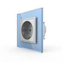 Розетка Livolo 1 пост Серая с синей рамкой VL-C7C1EU-15/19