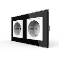 Розетка Livolo 2 поста Белая с черной рамкой VL-C7C2EU-11/12