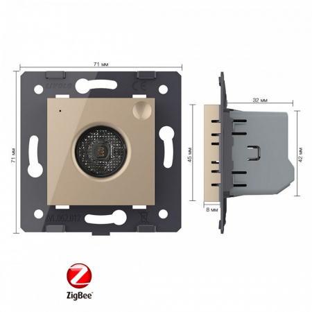 Датчик шума и освещенности ZigBee Livolo, цвет золотой (механизм) VL-FCJZ-2AP