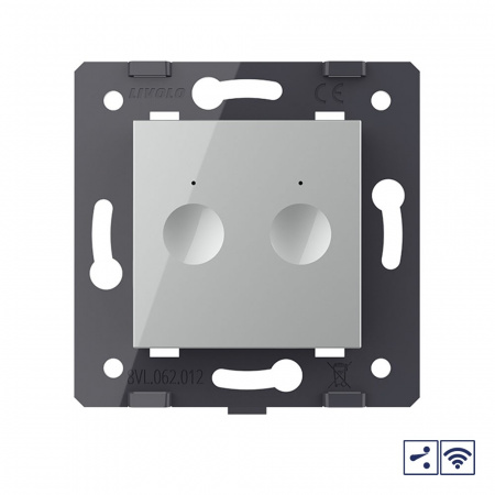 Двухклавишный проходной сенсорный выключатель Livolo Module с функцией радиоуправления, цвет серый (механизм)