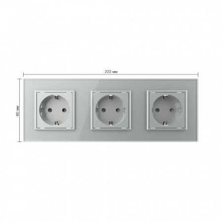 Розетка электрическая тройная 220В LIVOLO серая VL-C7C3EU-15