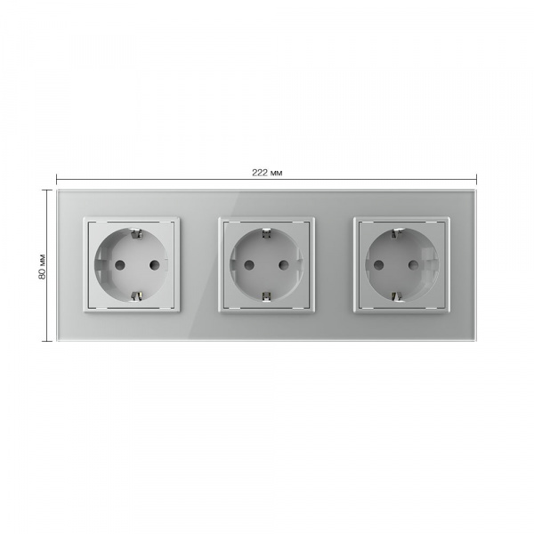 Розетка электрическая тройная 220В LIVOLO серая VL-C7C3EU-15