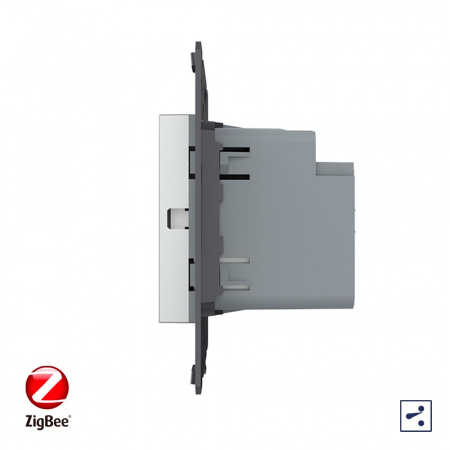 Двухклавишный проходной сенсорный выключатель Livolo ZigBee Module, цвет серый (механизм)