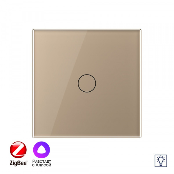 Одноклавишный умный сенсорный Адаптивный диммер Livolo ZigBee, 1 пост, Золотой VL-C701D1Z-2AG