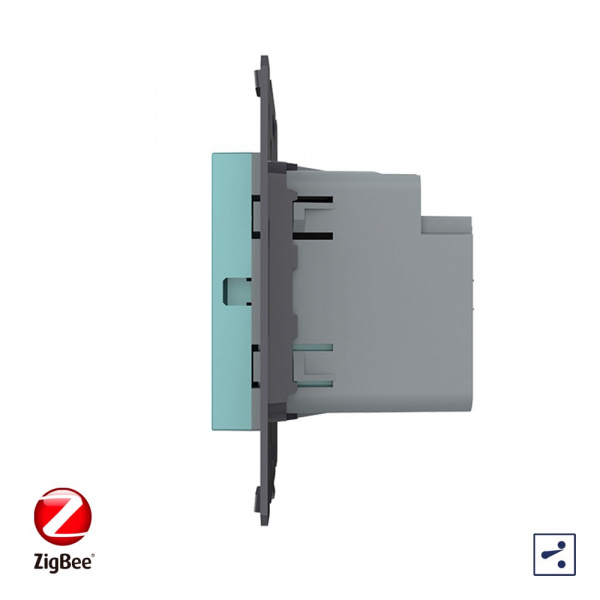 Двухклавишный проходной сенсорный выключатель Livolo ZigBee Module, цвет зеленый (механизм)