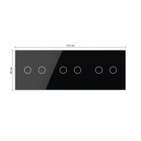 Панель для трех двухклавишных выключателей LIVOLO черная BB-C7-C2/C2/C2-12