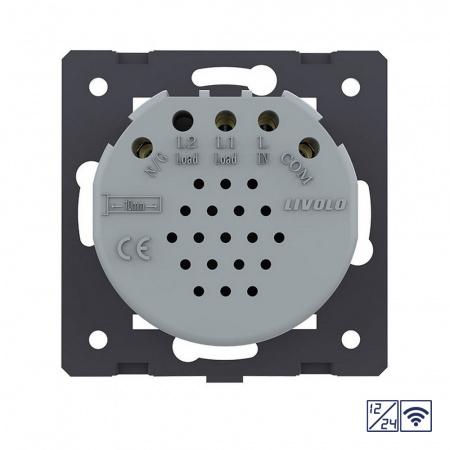 Одноклавишный сенсорный выключатель Livolo Quadro 12/24В с функцией радиоуправления, цвет черный (механизм)
