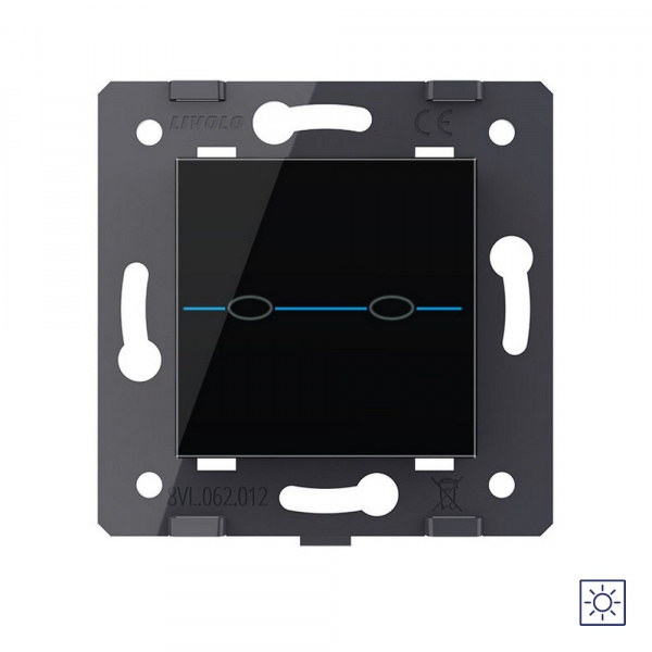 Выключатель LIVOLO Quadro 2 клавиши сухой контакт Черный (механизм)