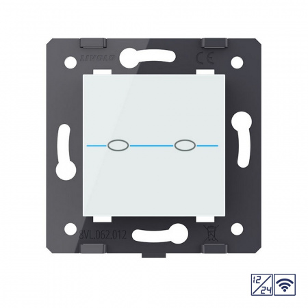 Двухклавишный сенсорный выключатель Livolo Quadro 12/24В с функцией радиоуправления, цвет белый (механизм)