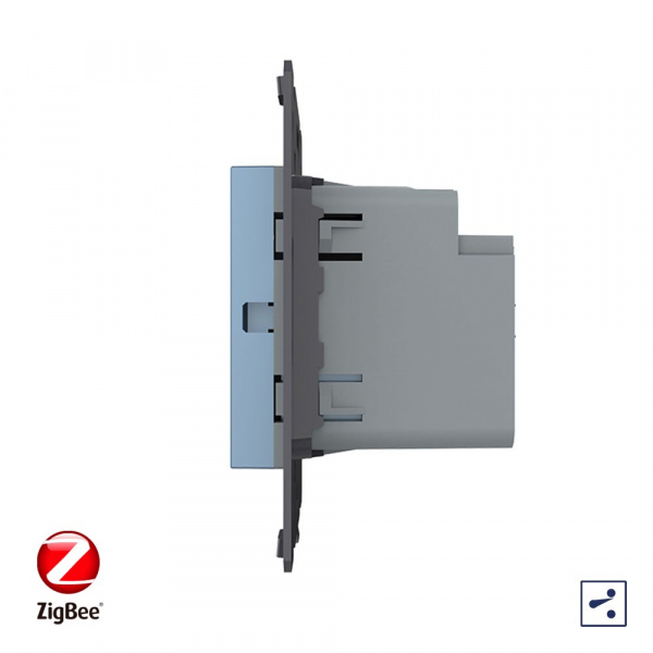 Двухклавишный проходной сенсорный выключатель Livolo ZigBee Module, цвет синий (механизм)