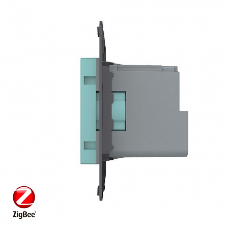 Розетка электрическая ZigBee (Wi-Fi) с заземлением защитными шторками 16A Livolo, цвет зеленый (механизм)