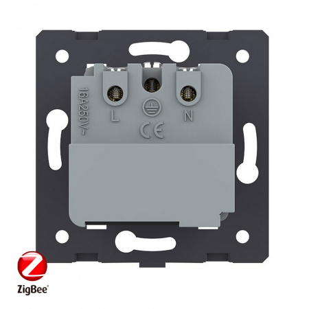 Розетка электрическая ZigBee (Wi-Fi) с заземлением защитными шторками 16A Livolo, цвет серый (механизм)