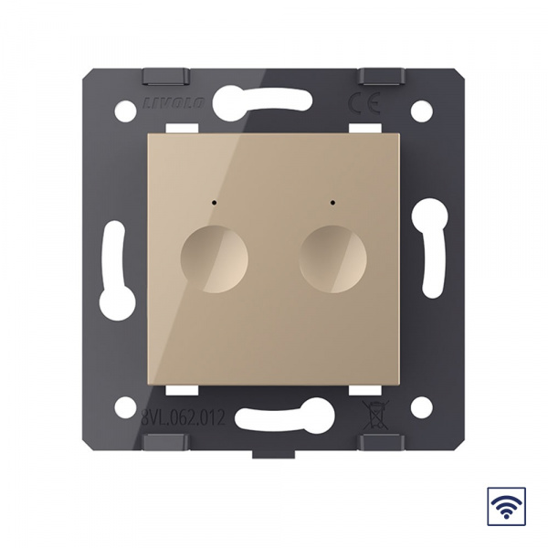 Двухклавишный сенсорный выключатель Livolo Module с функцией радиоуправления, цвет золотой (механизм)