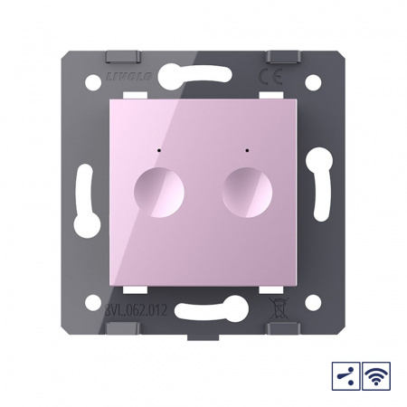 Двухклавишный проходной сенсорный выключатель Livolo Module с функцией радиоуправления, цвет розовый (механизм)