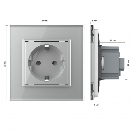 Розетка электрическая 220В LIVOLO серая VL-C7C1EU-15