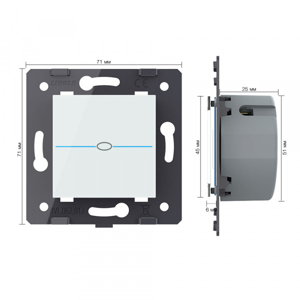 Выключатель LIVOLO Quadro 1 клавиша Белый (механизм)